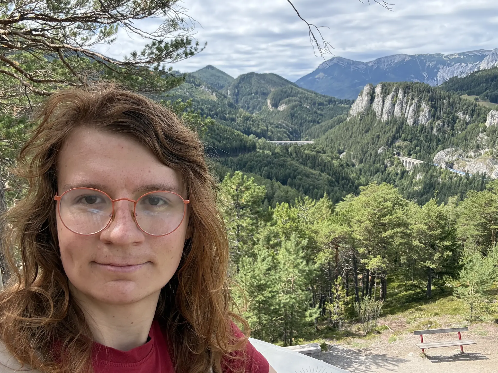 Picture of me with mountains and the Semmering railway in the background